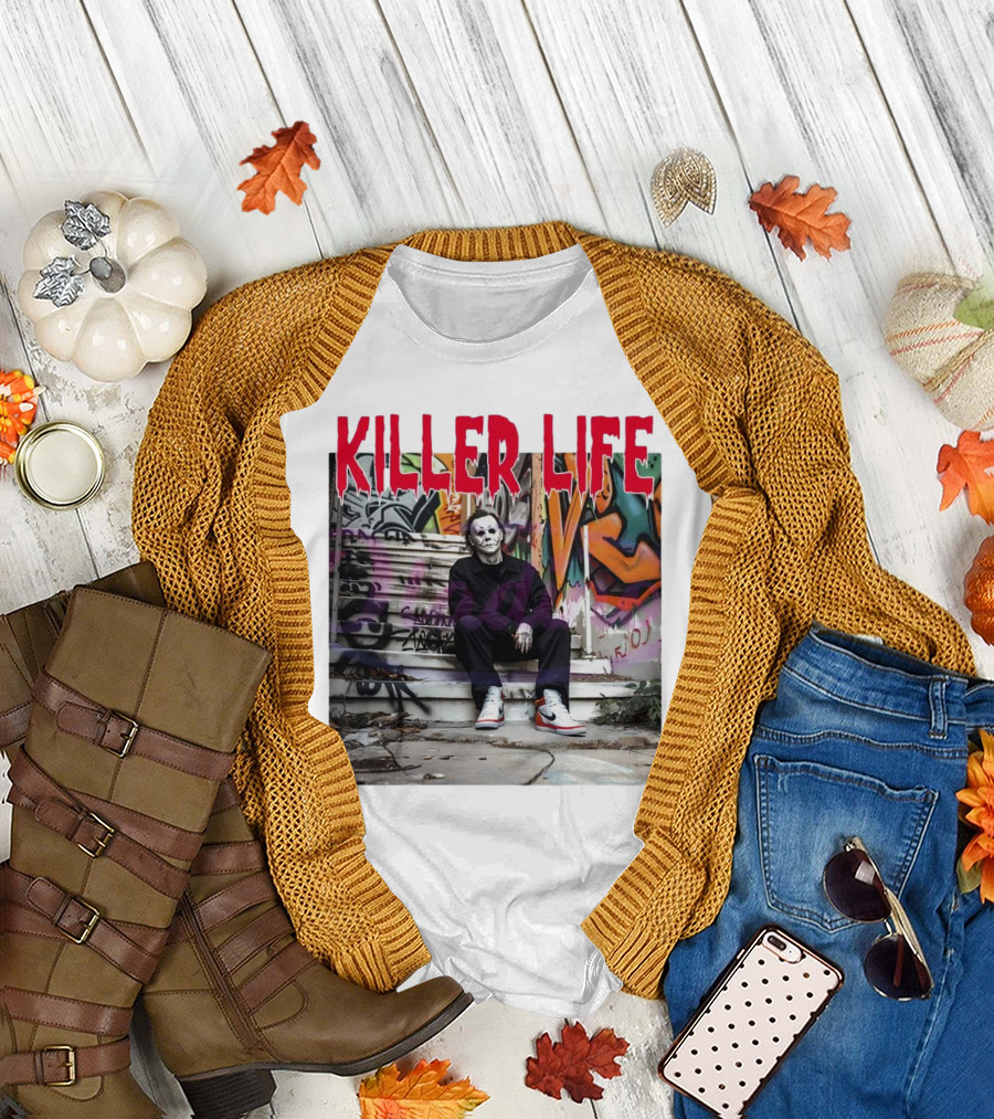 Michael Myers Killer Life Halloween Graffiti Steps T-Shirt