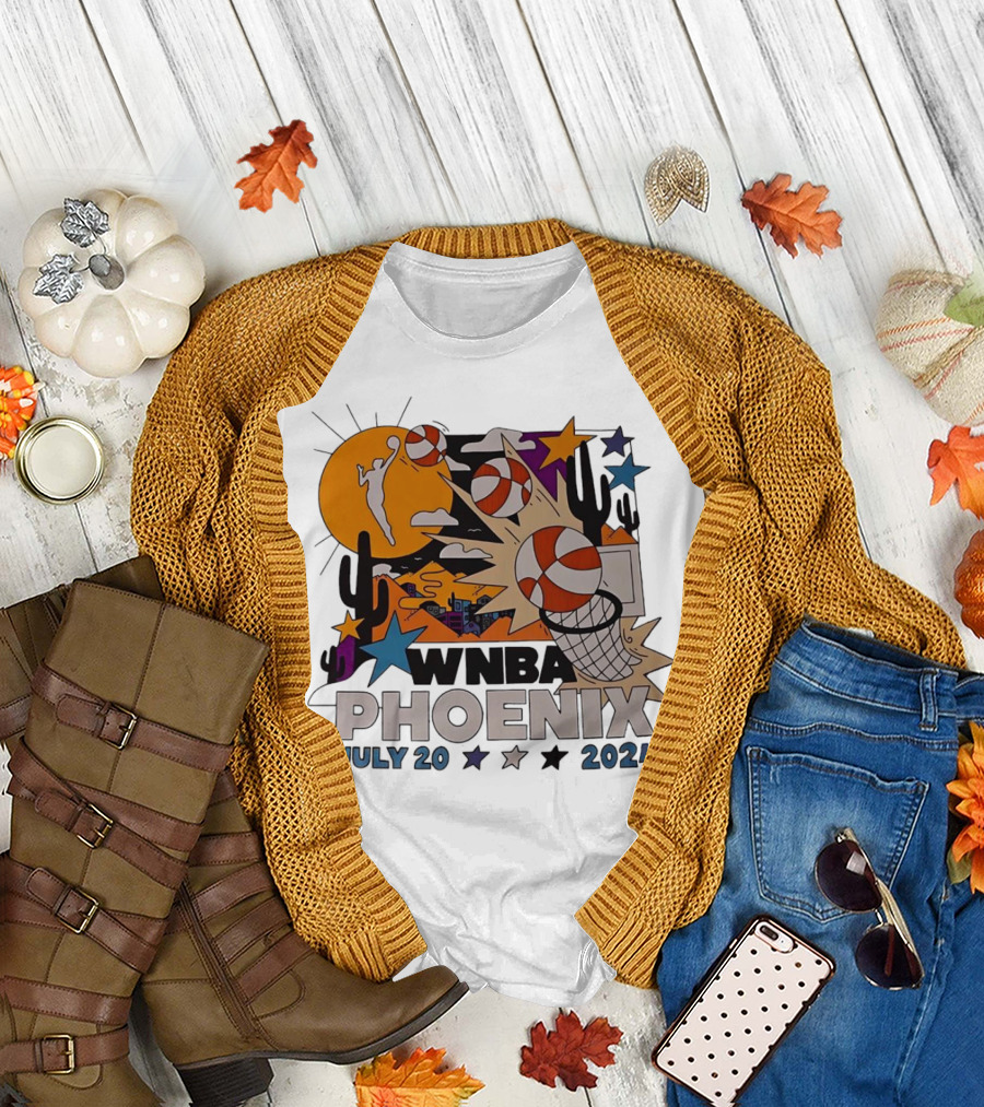 WNBA Phoenix July 20 2024 Basketball Cactus Desert Scene T-Shirt