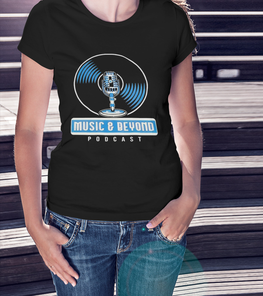 Music And Beyond Podcast Vinyl Microphone T-Shirt