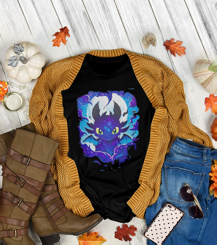 Toothless from How to Train Your Dragon Magical Night Sky Scene T-Shirt