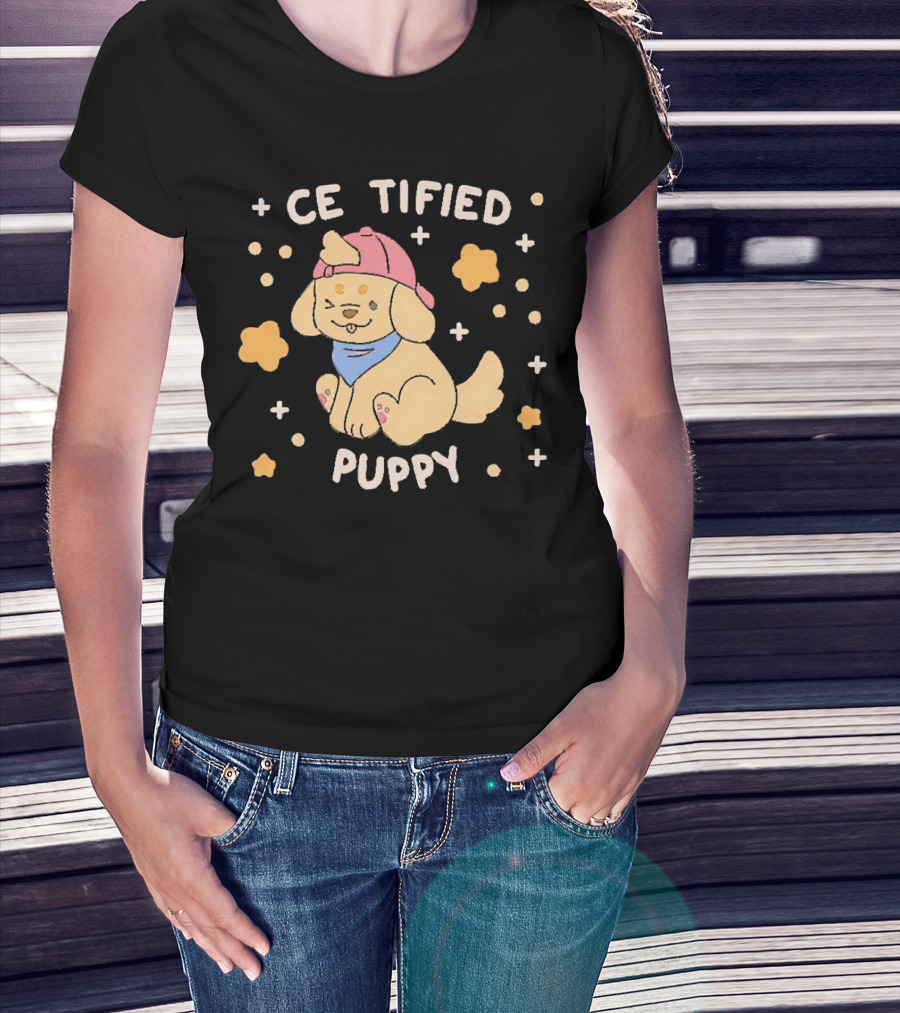 Certified Cute Puppy With Hat And Bandana T-Shirt