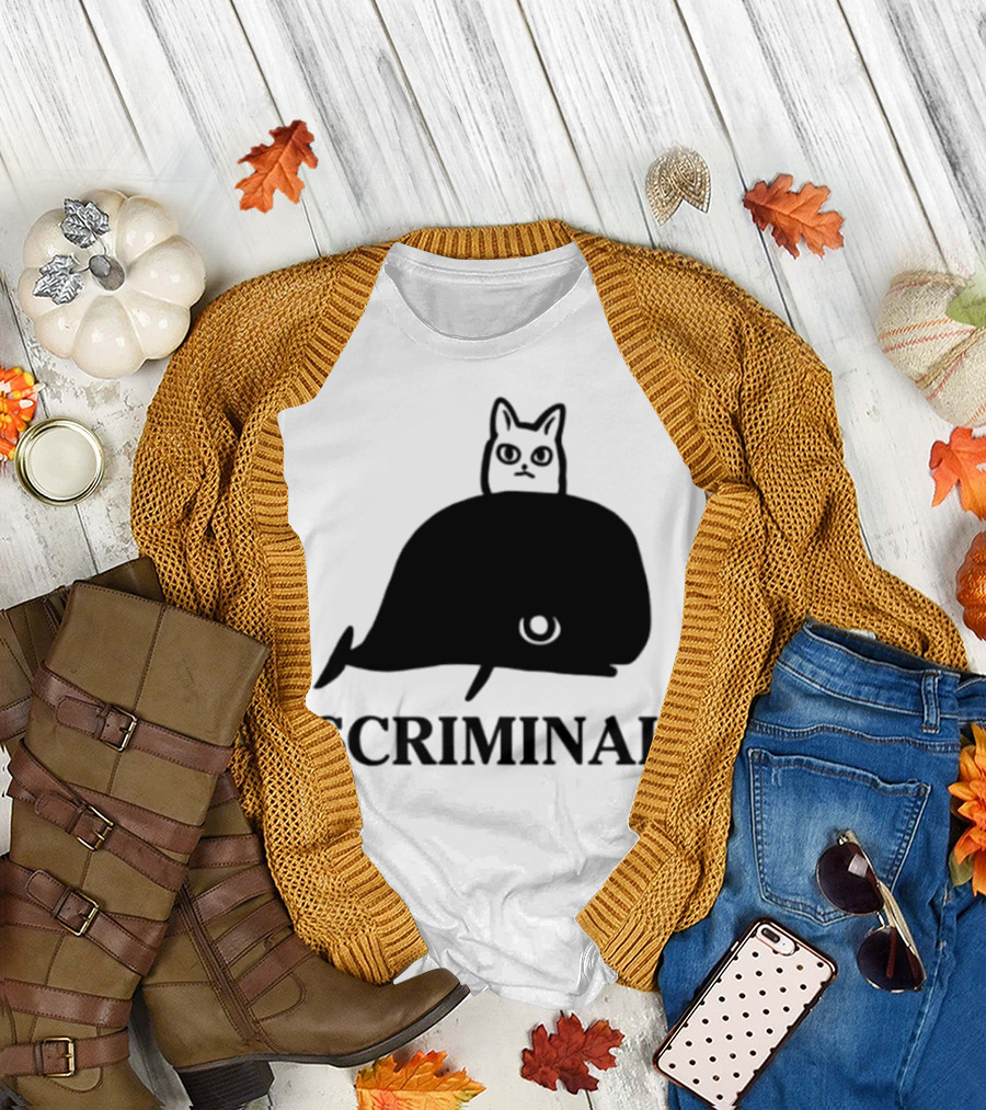Scriminal Cat on Whale T-Shirt