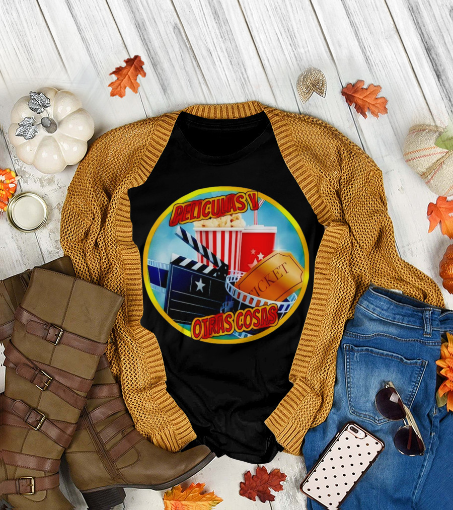 Peliculas Y Otras Cosas Con Claqueta, Palomitas, Ticket, Refresco Y Cine T-Shirt