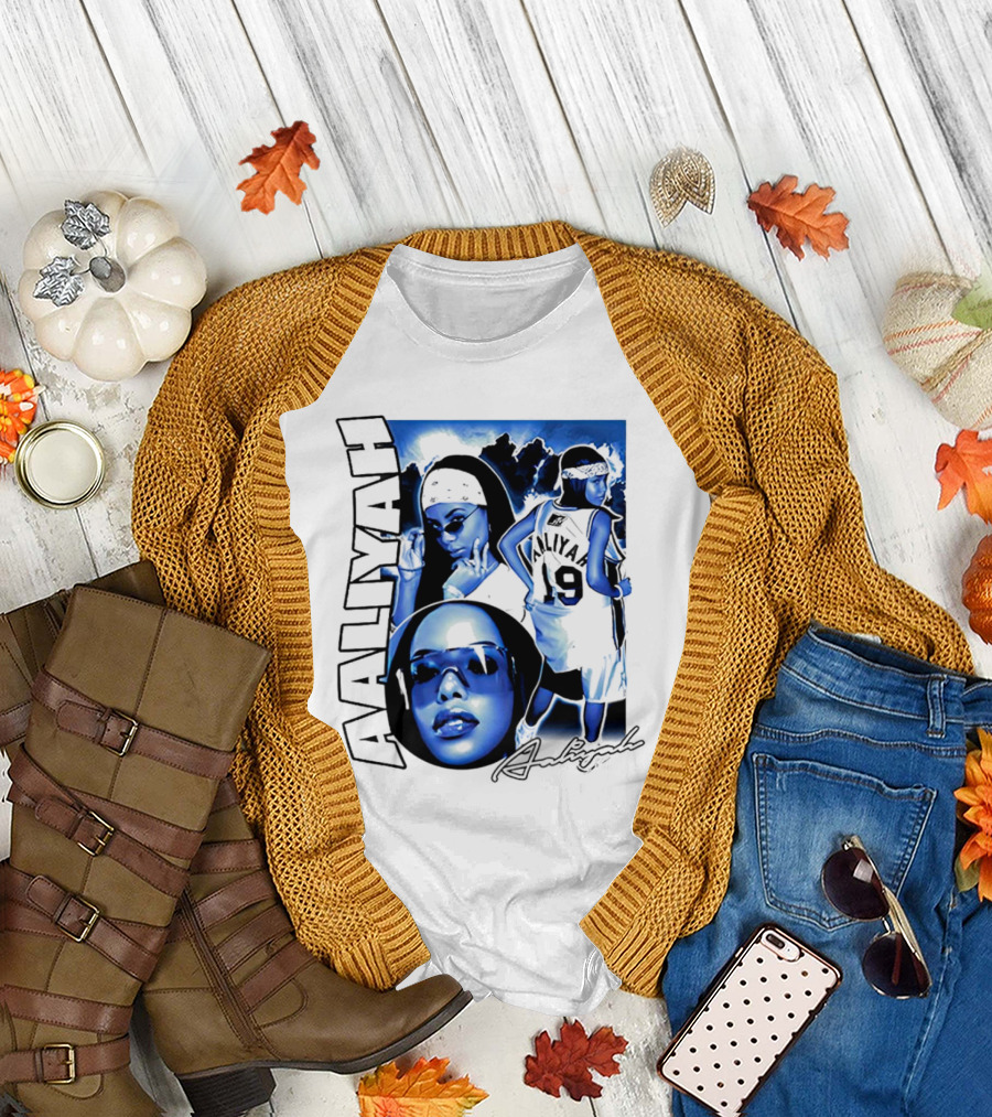 Aaliyah Vintage Rap Aaliyah 90s Style University Blue Jordan T-Shirt