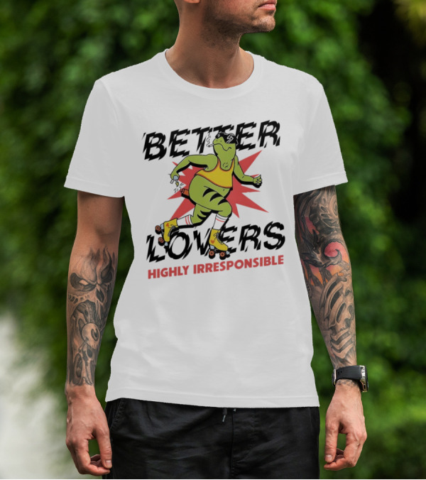Better Lovers Highly Irresponsible Roller Skating Dinosaur On Yellow Wheels T-Shirt