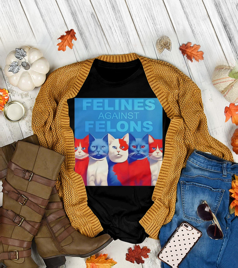 Felines Against Felons 2024 Cats Red White Blue T-Shirt