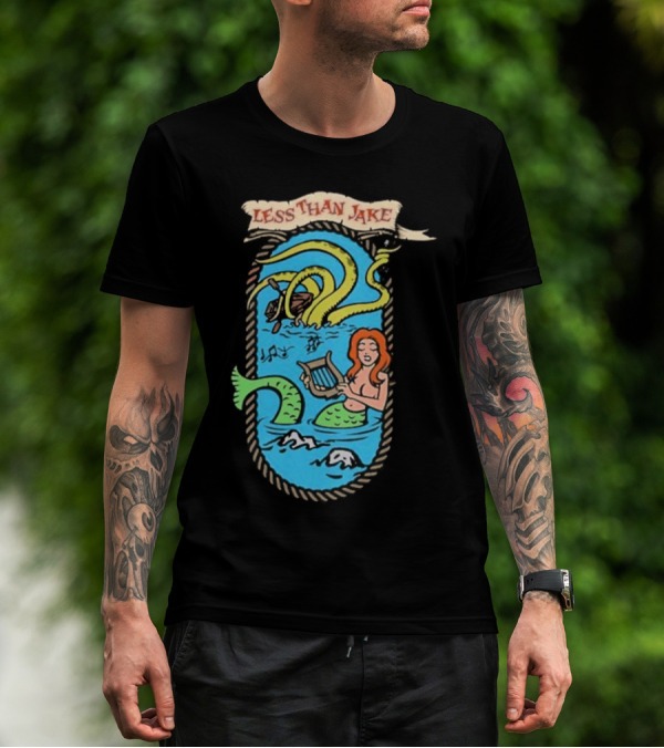 Less Than Jake Mermaid And Sea Monster Playing Music T-Shirt