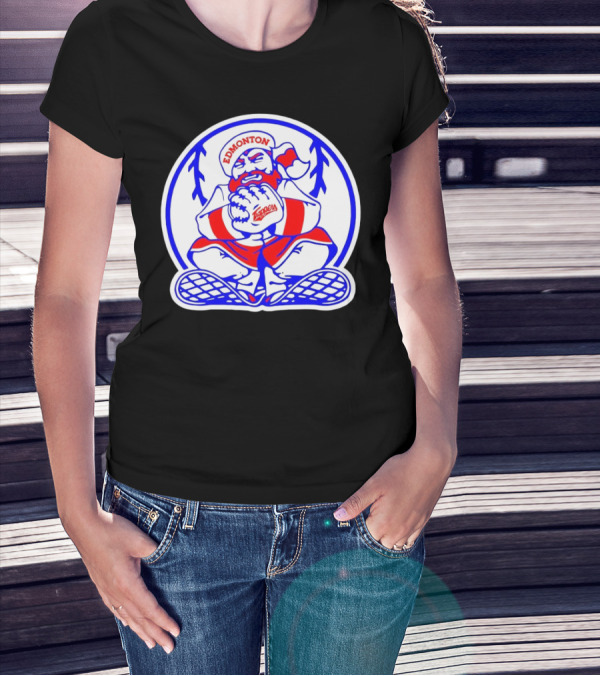 Edmonton Trappers Santa Logo Baseball Winter T-Shirt