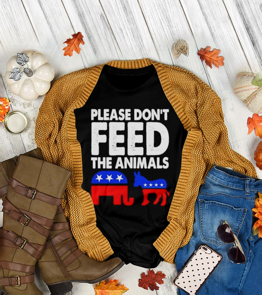 Please Don't Feed the Animals Political Elephant and Donkey T-Shirt