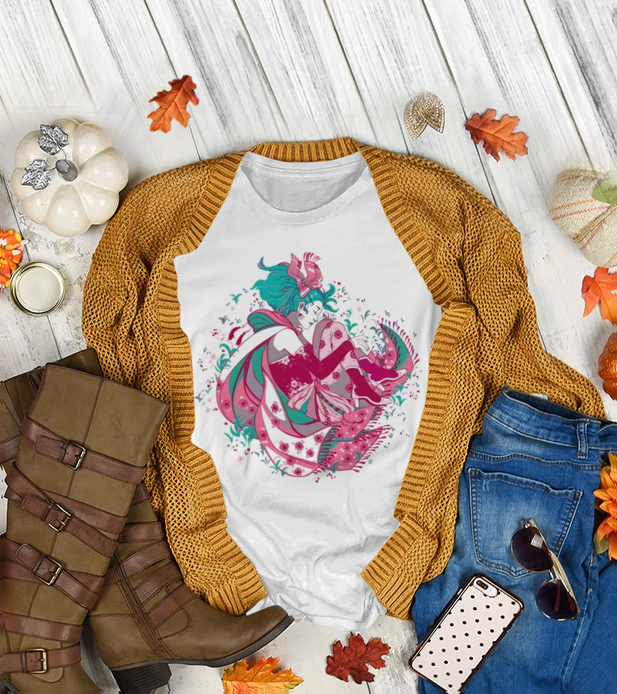 The Floating Garden Lovers in Bloom with Vibrant Floral Embrace T-Shirt