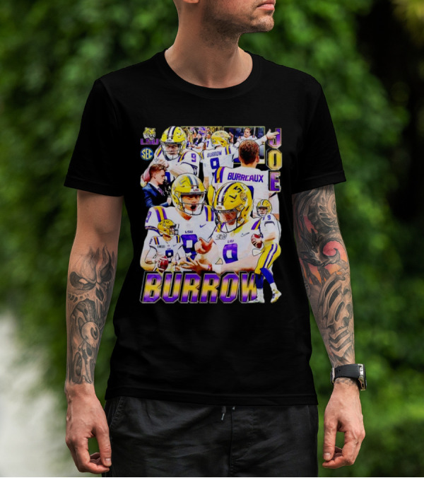LSU Tigers Joe Burrow 9 SEC Football Burreaux Quarterback T-Shirt
