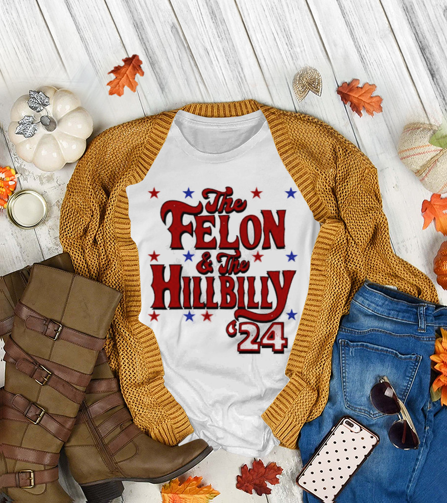 The Felon and The Hillbilly 24 Red and Blue Star T-Shirt