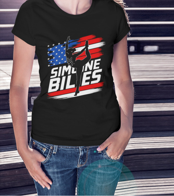 SIMONE BILES USA AMERICAN FLAG GYMNASTICS TEAM T-Shirt