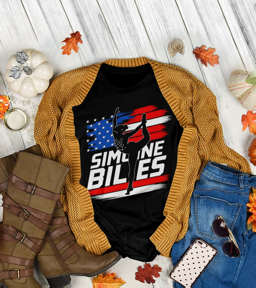 SIMONE BILES USA AMERICAN FLAG GYMNASTICS TEAM T-Shirt