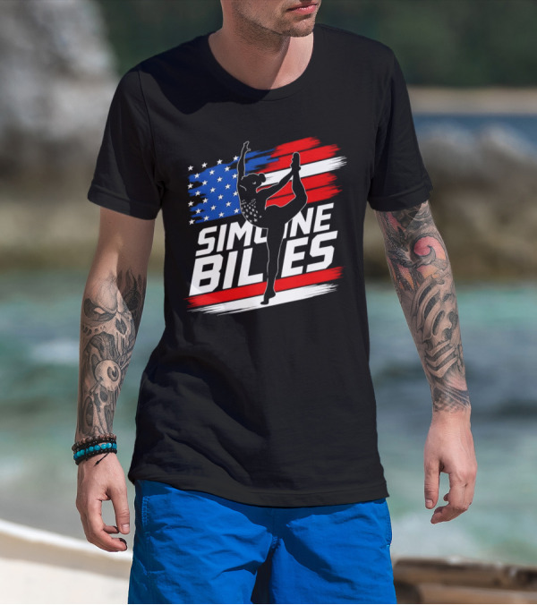 SIMONE BILES USA AMERICAN FLAG GYMNASTICS TEAM T-Shirt