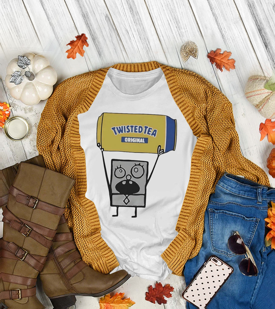 SpongeBob Doodlebob Holding Twisted Tea Original Can T-Shirt