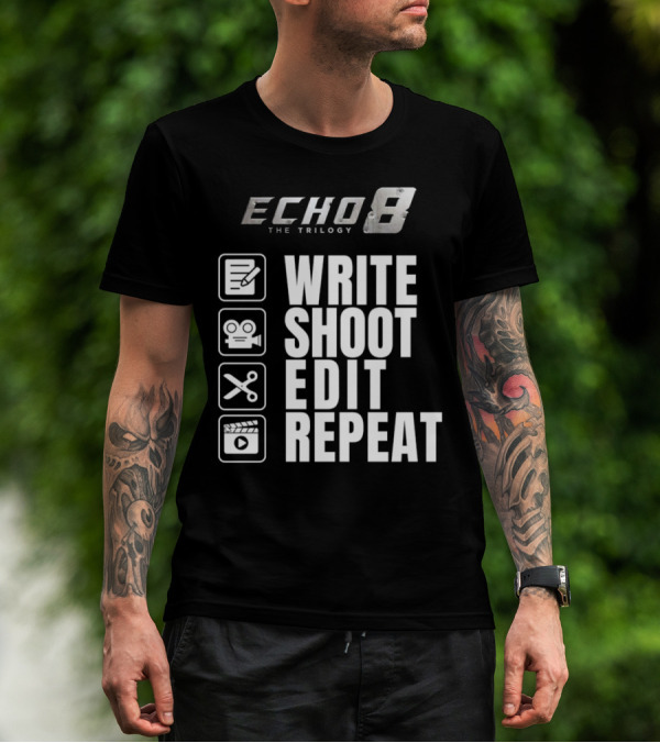 Echo 8 The Trilogy Write Shoot Edit Repeat Icons T-Shirt