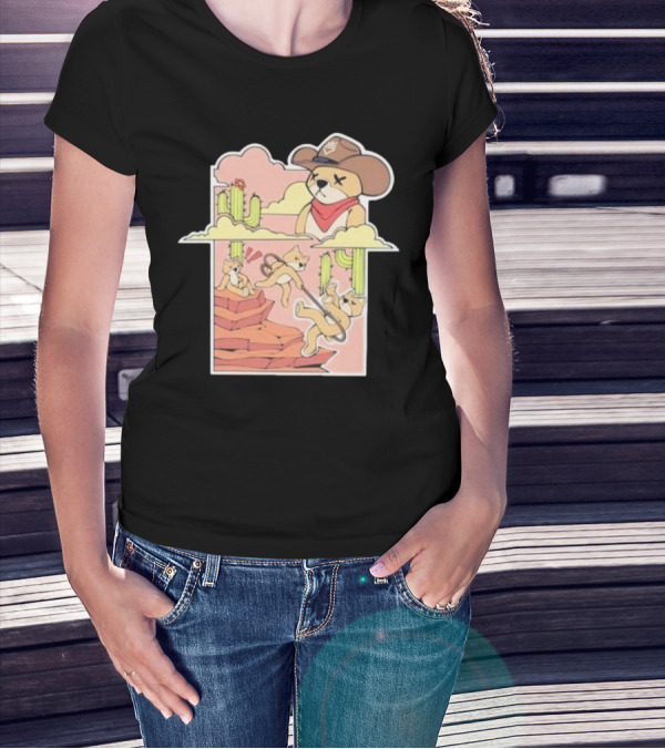 Rich And Lonely Outlaw Richie Cowboy Bear Adventure Cactus Desert T-Shirt