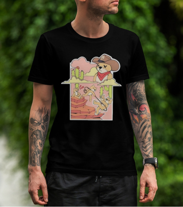 Rich And Lonely Outlaw Richie Cowboy Bear Adventure Cactus Desert T-Shirt