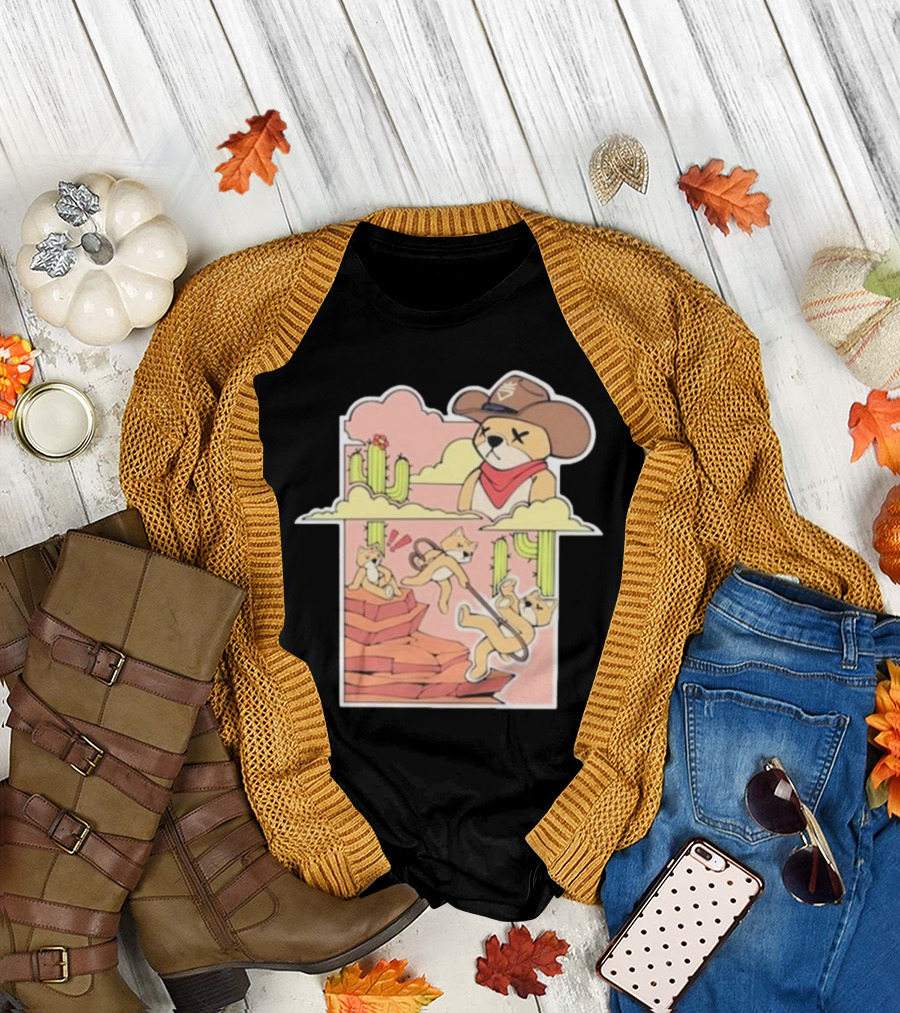 Rich And Lonely Outlaw Richie Cowboy Bear Adventure Cactus Desert T-Shirt