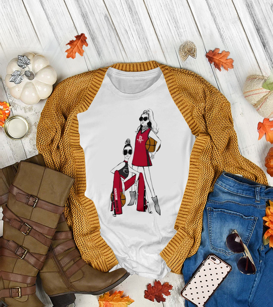 Houston Rockets G-III 4Her Basketball Girls Fitted Red Fashion Style with Basketballs T-Shirt