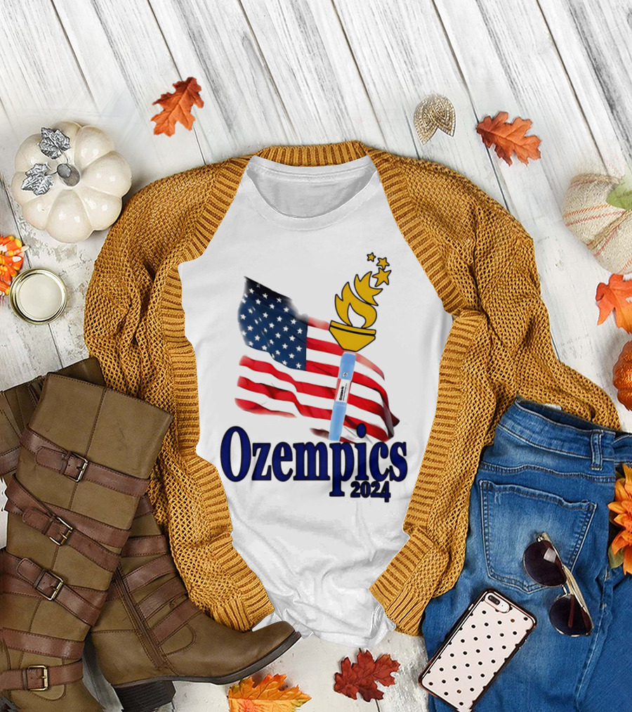 Ozempics 2024 American Flag Torch Stars T-Shirt
