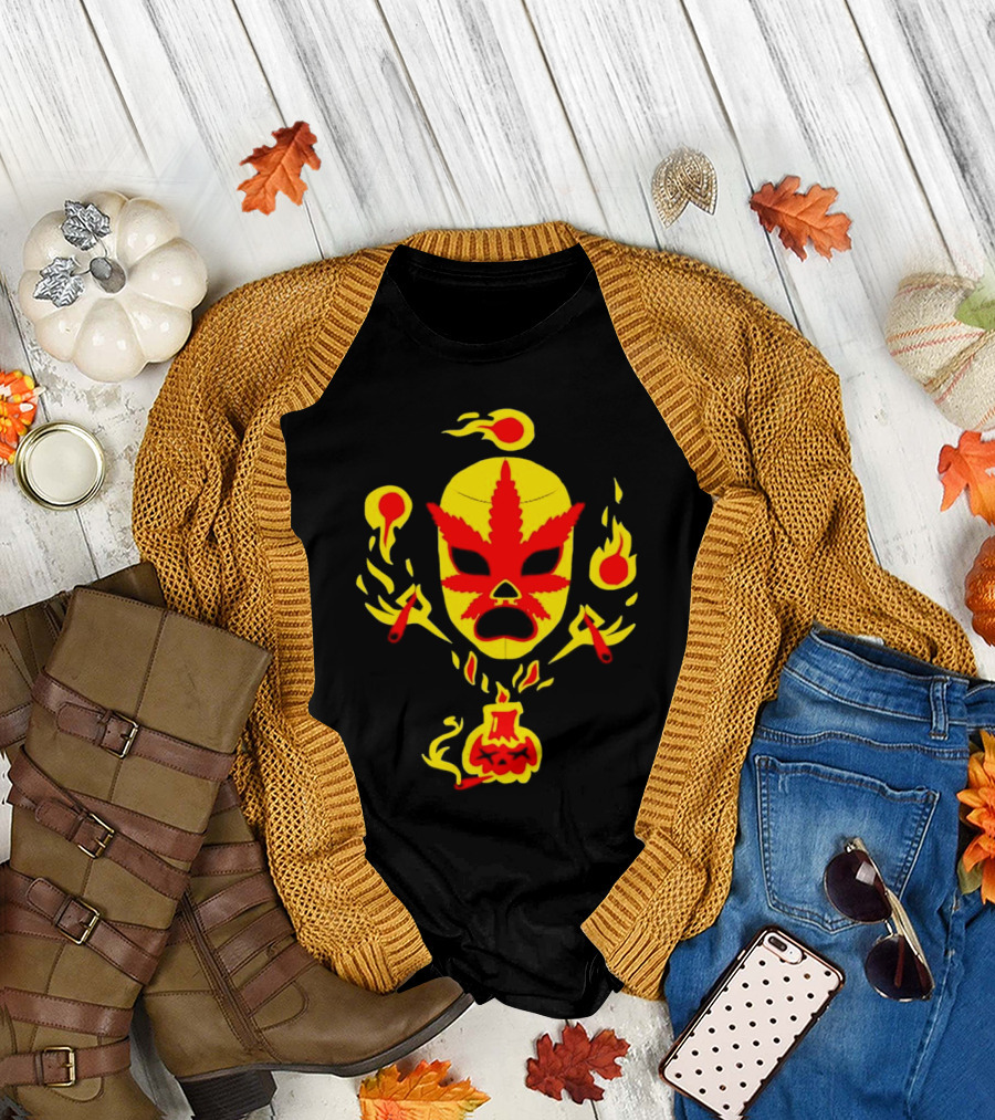 The Ablazing Blitzed Brothers Flaming Leaf Mask T-Shirt