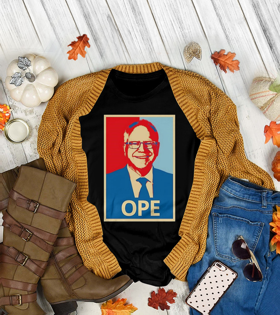 Tim Walz OPE Hope 2024 Poster Style Blue Red T-Shirt