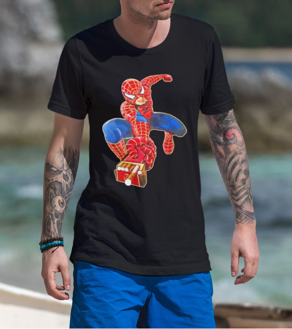 Spiderman Funny Smoking Man Superhero T-Shirt