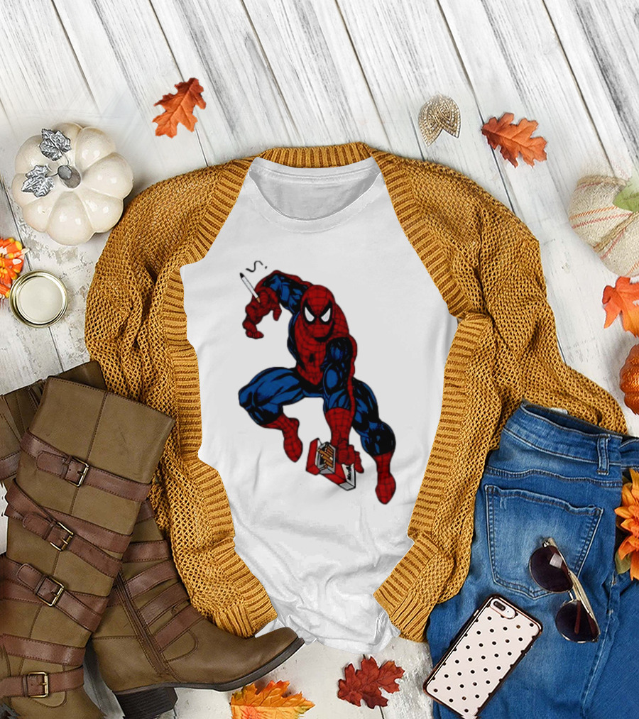 Spider-Man Smokerman Smoking Cigarette Comic T-Shirt