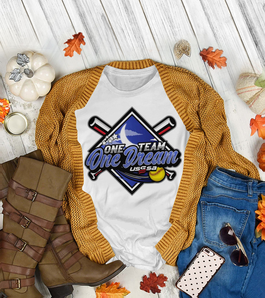USSSA One Team One Dream Kentucky Fast Pitch 2024 Moon Stars Softball Bat Diamond American Flag T-Shirt