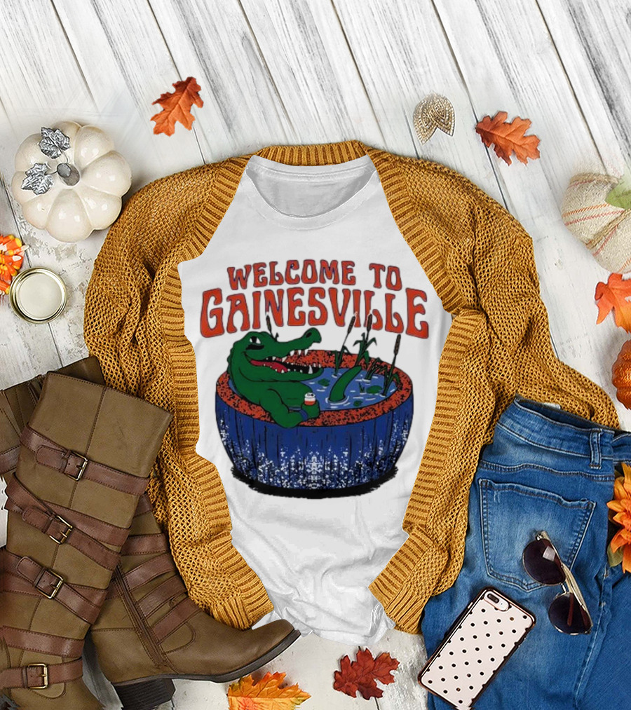 Welcome to Gainesville Alligator Swamp Scene T-Shirt