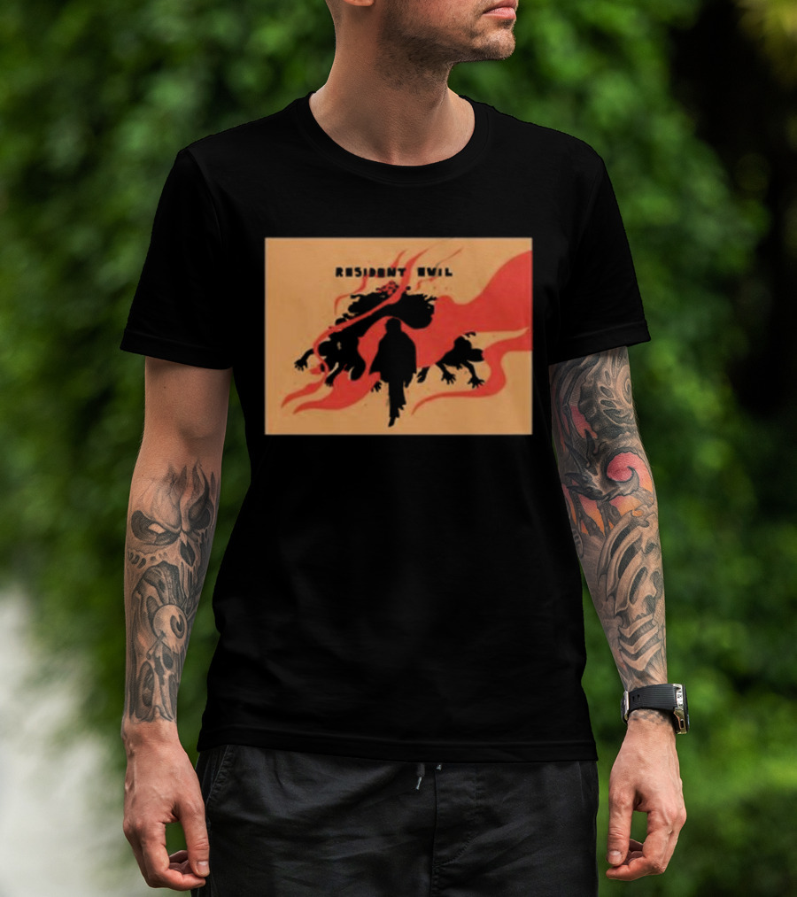 Resident Evil Silhouette Shadow Red Flames T-Shirt