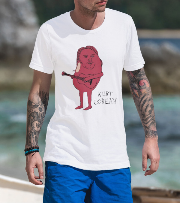 Kurt Cobean Guitar Bean Character T-Shirt