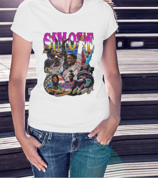 Simone Biles Olympic Champion Retro Collage T-Shirt
