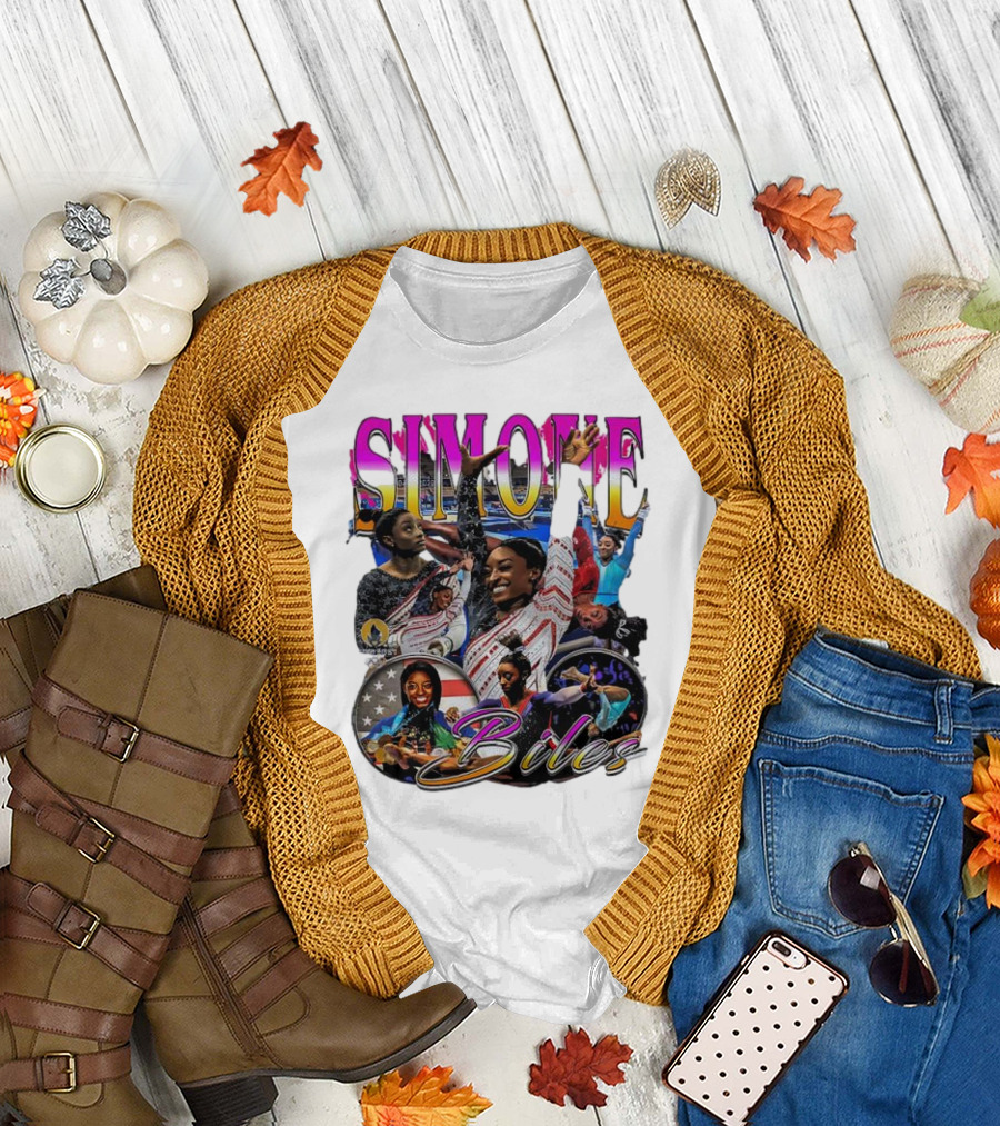 Simone Biles Olympic Champion Retro Collage T-Shirt