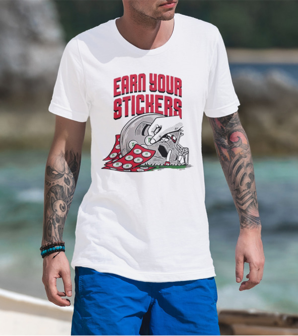 Ohio State Buckeyes Earn Your Stickers Helmet Skull Football T-Shirt