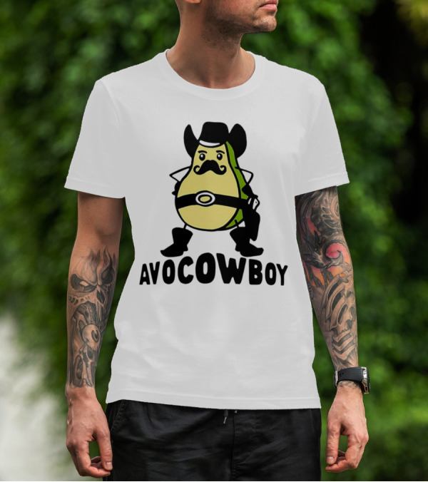 Avocowboy Avocado X Cowboy Character With Hat And Mustache T-Shirt