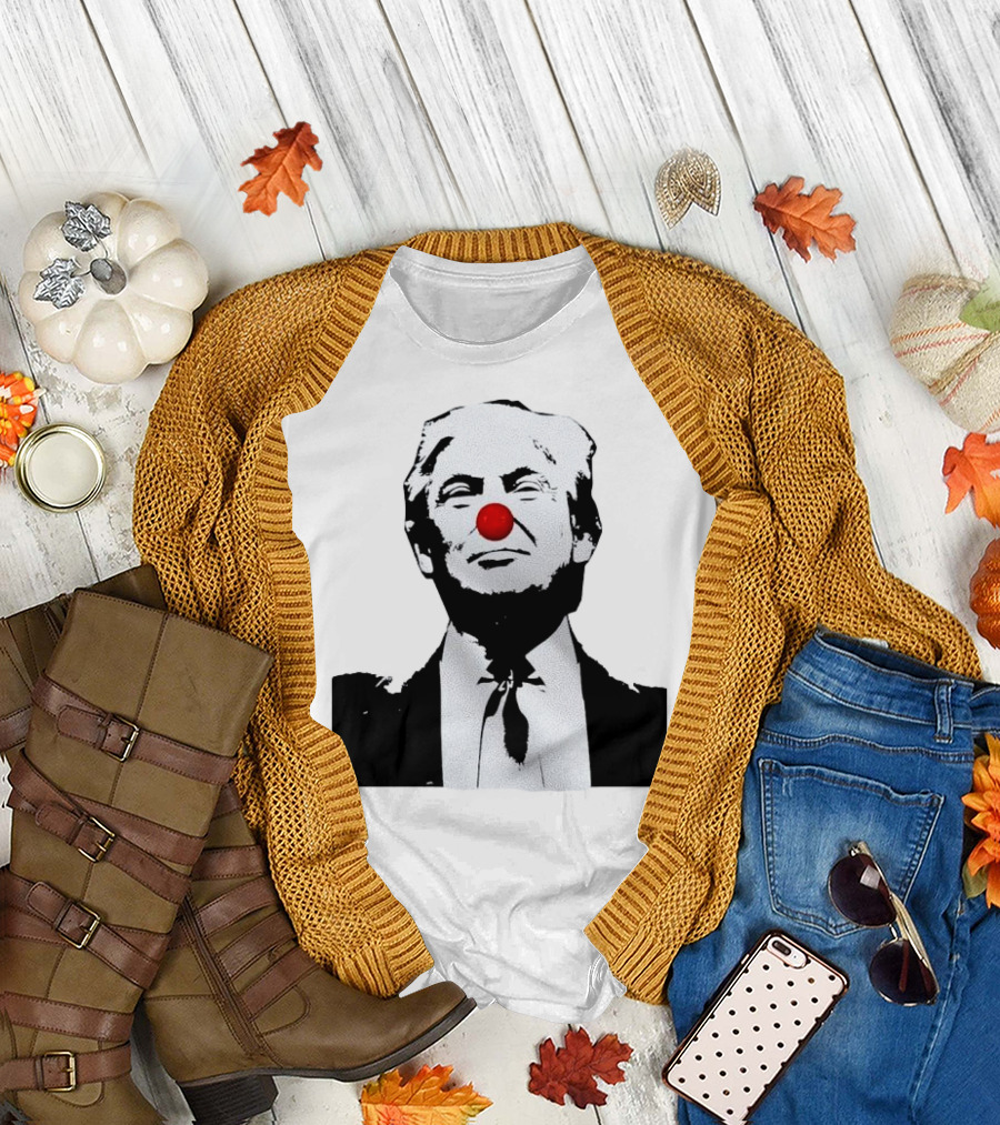 Clown Donald Trump Red Nose Black and White Image T-Shirt