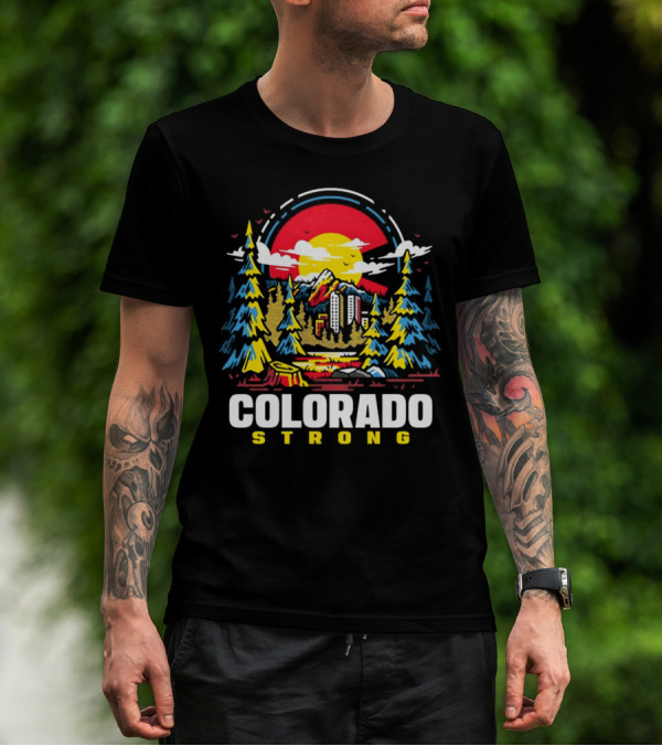 Dude Dad Colorado Strong Forest Sunset Mountains T-Shirt