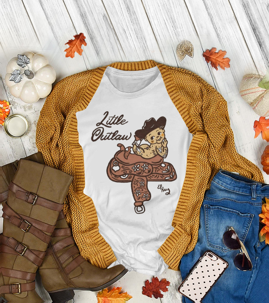 Kewpie Cowboy Little Outlaw Vintage Saddle Art by El Ren T-Shirt