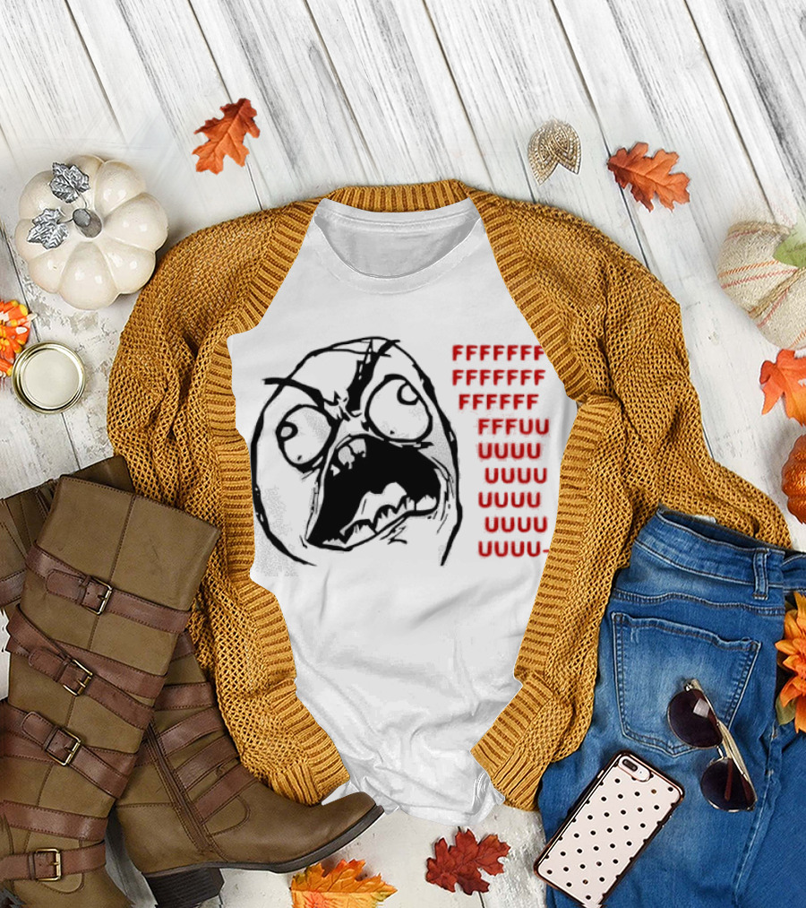 Rage Face Meme FFFFUUUUU Repeated Text T-Shirt
