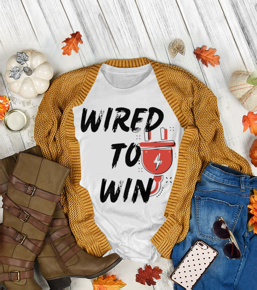 Wired to Win 2024 Electric Plug and Lightning Bolt T-Shirt