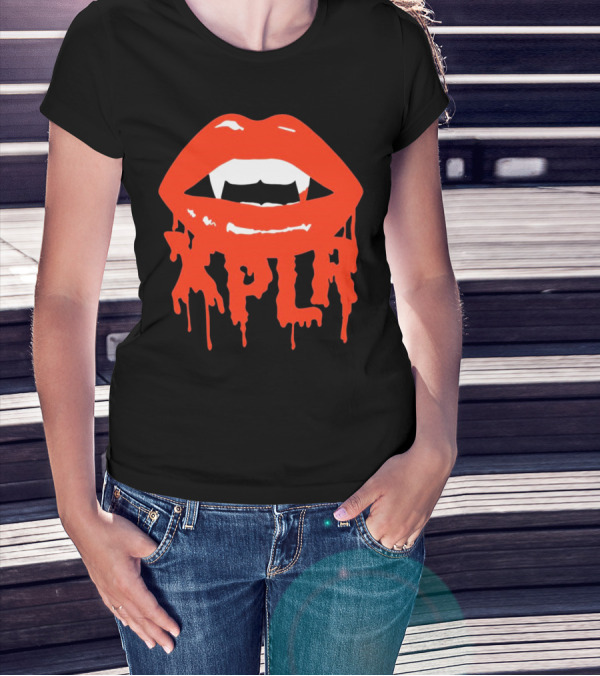 XPLR Fangs Back To School Dripping Red Lips T-Shirt