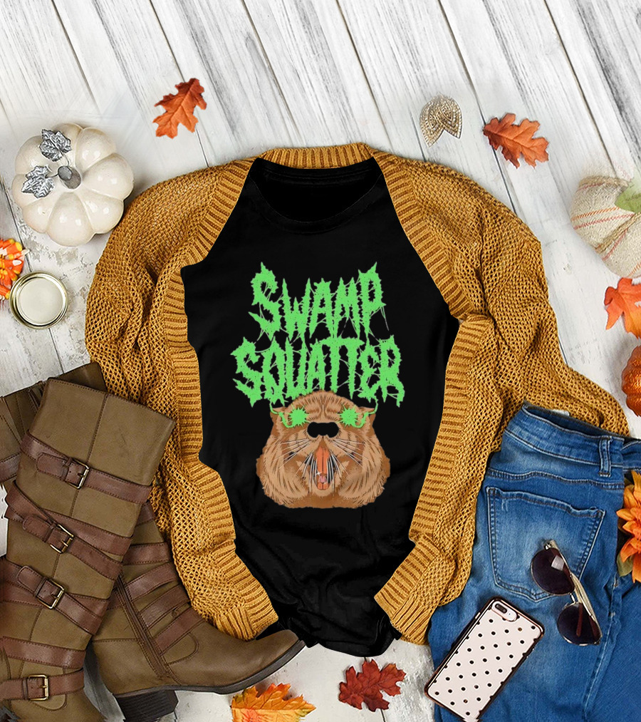 SWAMP SQUATTER GREEN MONSTER FACE T-Shirt
