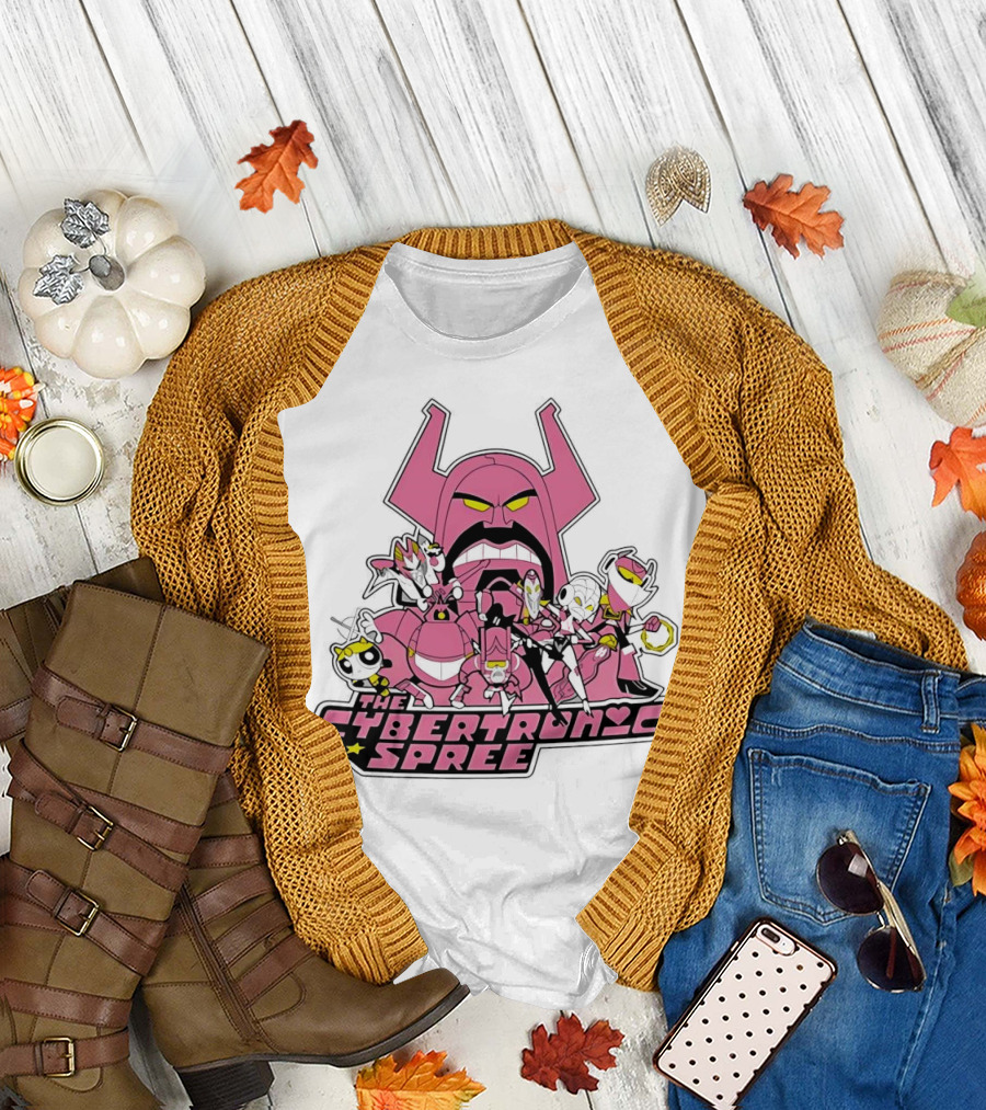 The Cybertronic Spree Cartoon Characters with Robot Helmets and Pink Armor T-Shirt