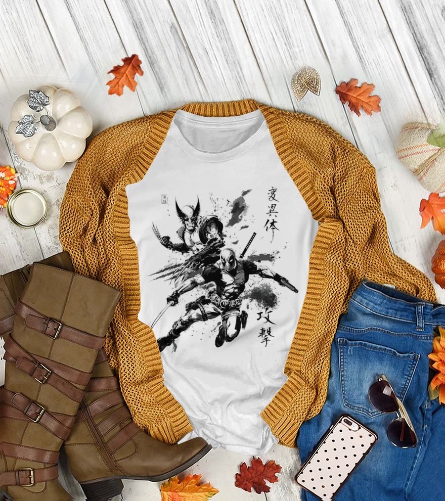 Deadpool Wolverine 戦う 変異体 攻撃 T-Shirt