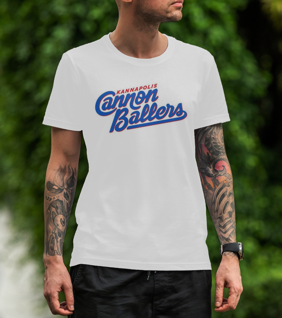 Kannapolis Cannon Ballers Red And Blue Script T-Shirt