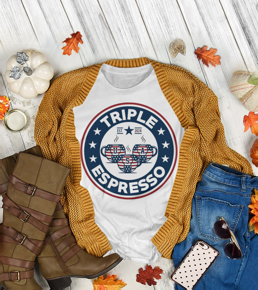 Triple Espresso USWNT American Flag Est T-Shirt