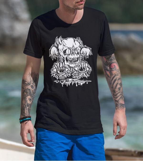Metal Dream Skull Monstrous Demon Eyes And Teeth T-Shirt